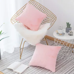 Modern Minimalistisch Plüsch Kissenbezug Einziger Farbe Kissen Hülle Für Sofa Bett Wohnzimmer Heimdekoration
