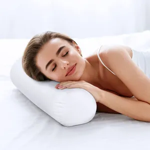 Cervical Support Cylinder Pillow Pure Cotton Candy Pillow White Neck Roll Pillow For Bed Car Travel Home Decor