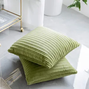 Green corduroy cushion cover for living room sofa bedroom bed back support pillow.