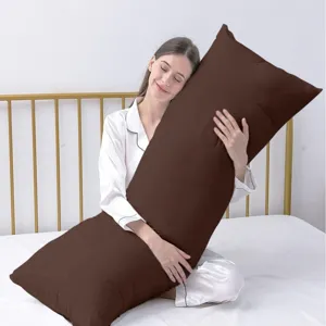 Cuscino lungo marrone per il corpo per dormire e rilassarsi, morbido cuscino per letto e divano