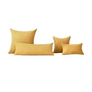 Nordic solid color corduroy throw pillow set comfortable bedroom sofa waist cushion decor
