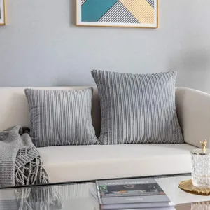 Grey corduroy pillow covers set decorative cushions for sofa living room couch bedroom