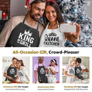Polyester keukenschorten voor koppel bijpassend verstelbare kookbibs voor kerstcadeau