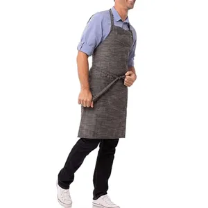 Premium cotton linen apron for men, comfortable halter neck design for baking, gardening work.