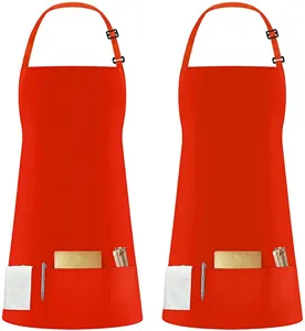 Grembiule in poliestere con fibbia regolabile e tasche utili per cucinare e dipingere.