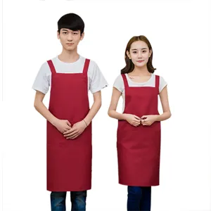 Korean style fashion work apron for restaurant waiters, custom logo advertising unisex apparel.