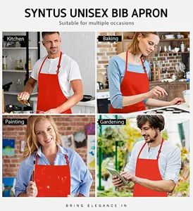 Grembiule pettorina unisex in polyester con cinturino regolabile, ideale per cucina e cottura.