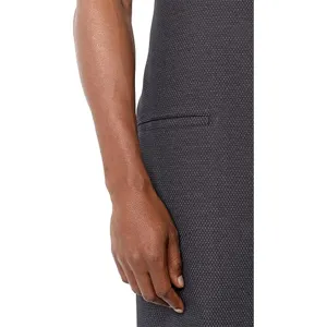Dark gray textured work apron detail, professional restaurant kitchen uniform style.