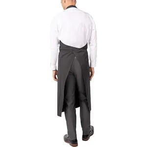 Professional cross-back apron detail, adjustable kitchen workwear for restaurant chefs and cafes.