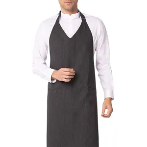 Professional kitchen work apron with adjustable neck strap, dark grey utility cooking apron.