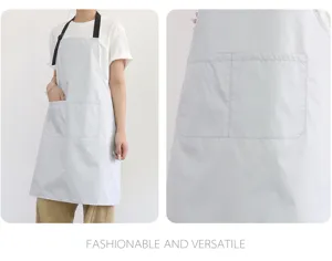 Tablier de cuisine imperméable avec lanière et double poche pour restaurant.