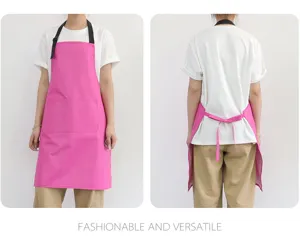 Tablier de cuisine rose avec poche etanche vetement de travail professionnel pour restaurant.