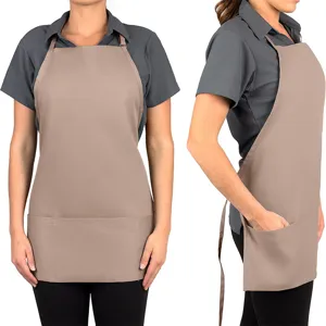 Unisex Kitchen Apron Adjustable Neck Strap With Three Pockets Cooking Restaurant Workwear Chef Apron