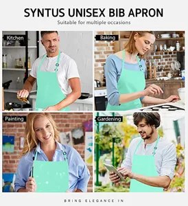 Grembiule pettorina regolabile in poliestere unisex con tasche per cucina, cottura e giardinaggio.