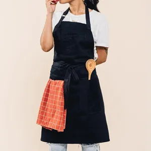 Delantal de Trabajo de Lona Delantal de Cocina Chef con Bolsillos Delantal con Peto Cruzado Ajustable para Cocina Hornear Pintura Unisex