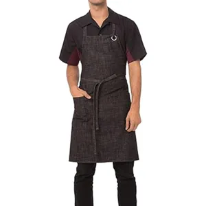 Men Women Cotton Linen Apron Adjustable Halter Neck Bib Apron With Pockets For Cooking Baking Gardening Working