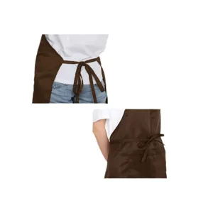 Professional brown kitchen apron with ties and pocket, perfect for cooking, cafe and work.