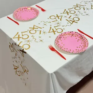 Chemin de table imprimé numéro 45 doré pour fête d'anniversaire et décoration