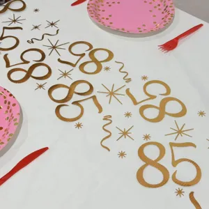 Chemin de table en tulle dore pour la fete du 85e anniversaire et fete decoration