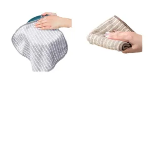Kitchen Cleaning Cloth Microfiber Absorbent Thickened Striped Dishcloth Table Cleaning Towel Rag For Household Cleaning