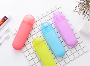 Juego de estuche de cepillo de dientes de viaje portátil, soporte colorido antipolvo para casa.