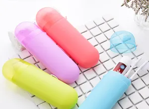 Estuche de viaje portátil para cepillo de dientes, tubo de plástico colorido y antipolvo.