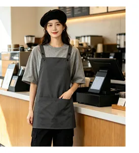 Delantal de cocina impermeable para trabajo en cafetería y restaurante con tirantes ajustables.