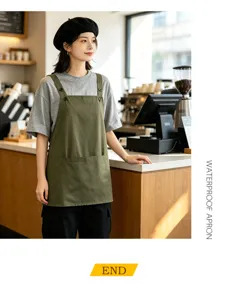 Delantal de cocina impermeable para hombres y mujeres, ropa de trabajo elegante con bolsillos.