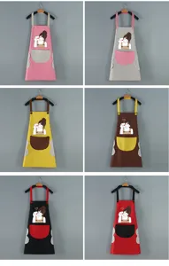 Kitchen cartoon waterproof apron with hand wipe cloth, multi-color cooking smock.