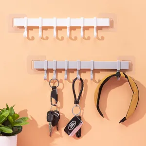 Porta abiti e asciugamani adesivo da parete a 6 ganci per bagno, senza foratura richiesta.