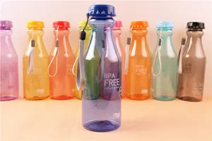 Candy color plastic water bottle 550ml portable sports cup with strap BPA free design