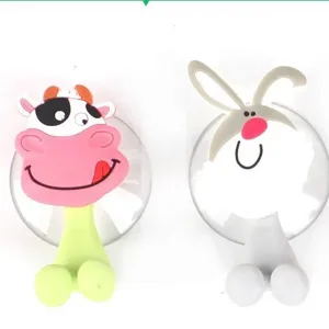 Cute cartoon animal suction toothbrush holder, cute bathroom storage rack for home decor.