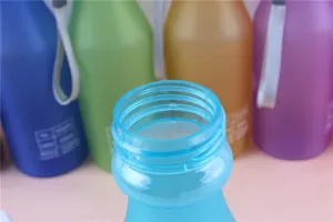 Candy color frosted plastic water bottle 550ml portable sports cup leakproof drinkware