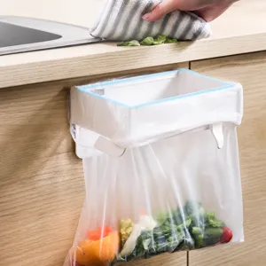 Foldable kitchen trash bag holder cabinet door hanging garbage rack for home organization storage