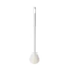 Brosse de nettoyage blanche à long manche pour tasses et bouteilles avec poils souples.