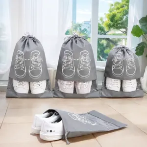 Tragbarer Vliesstoff Schuhbeutel Staubdichter Feuchtigkeitsdichter Kordelzugbeutel Reise Schuhabdeckung Organizer