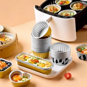 Disposable Aluminum Foil Baking Cups Pudding Molds For Air Fryer High Temperature Resistant Kitchen Baking Accessories