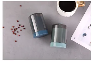 Push-type automatic pop-up toothpick dispenser detail view, portable household toothpick jar storage box.