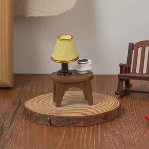 Miniature table lamp coffee cup rocking chair miniature landscape desktop decoration set.