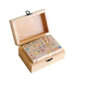 Wooden rubber stamp set diary decoration cute stamps set for planner crafts 40pcs