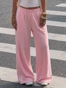 Y2K vintage elastic high waist draped casual trousers with white side stripes for women.