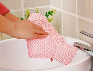 Chiffon de nettoyage jetable en non-tissé pour cuisine, torchon absorbant motif vague.