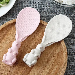 Joli cuillère à riz antiadhésive en forme de lapin, cuillère à riz debout pour la cuisine