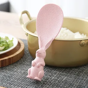 Joli cuillère à riz lapin de dessin animé antiadhésive debout pour cuisine ustensile