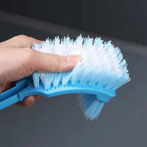 Thickened plastic toilet cleaning brush with long handle and soft bristles for bathroom.
