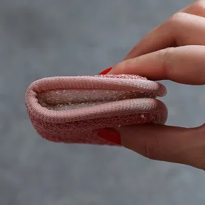 Esponja de limpieza de cocina de doble cara, paño rosa estropajo para ollas y sartenes.