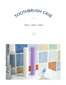 Set custodia per spazzolino portatile, scatola porta spazzolino da viaggio a righe bianco viola.
