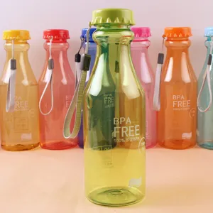 Candy color unbreakable soda bottle plastic transparent sealed water cup portable sports kettle