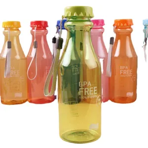 Candy-color unbreakable soda water bottle, plastic transparent cup, portable 550ml sports bottle.