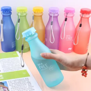 Candy colored frosted plastic soda water bottle 550ml portable sports water cup outdoor